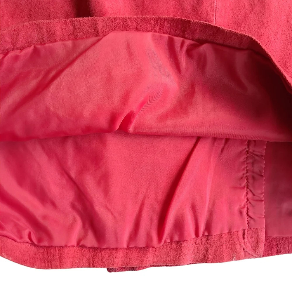 VTG 100% Genuine Natural Suede Leather Long Maxi Skirt Button Wrap Red Vintage - Picture 7 of 9